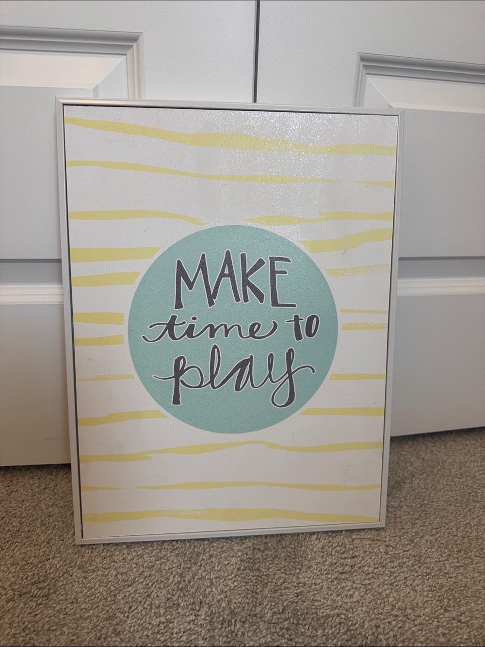 Make Time to Play Mint and Yellow Wall Art Print